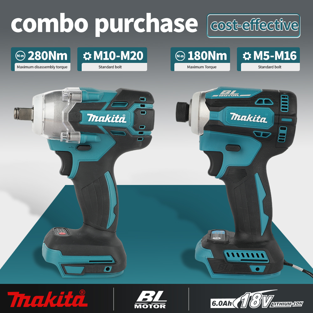 Combo Power Tools - Zestaw narzędzi akumulatorowych Makita DTW285+DTD171 z